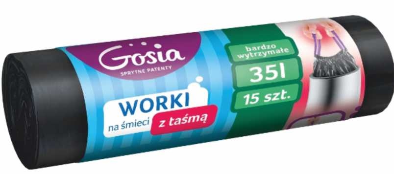 Worki na śmieci z taśmą LD  60l   10szt.  - czarne; ultra mocne  Gosia