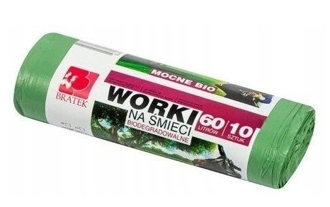 Worki na śmieci LD    60l  op.10 szt. zielone; biodegradowalne