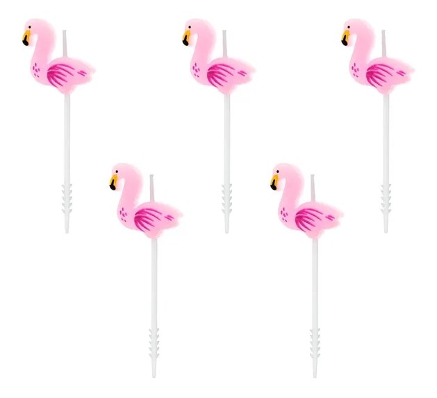 Świeczki urodzinowe; Flamingi 3cm  op.5 szt.
