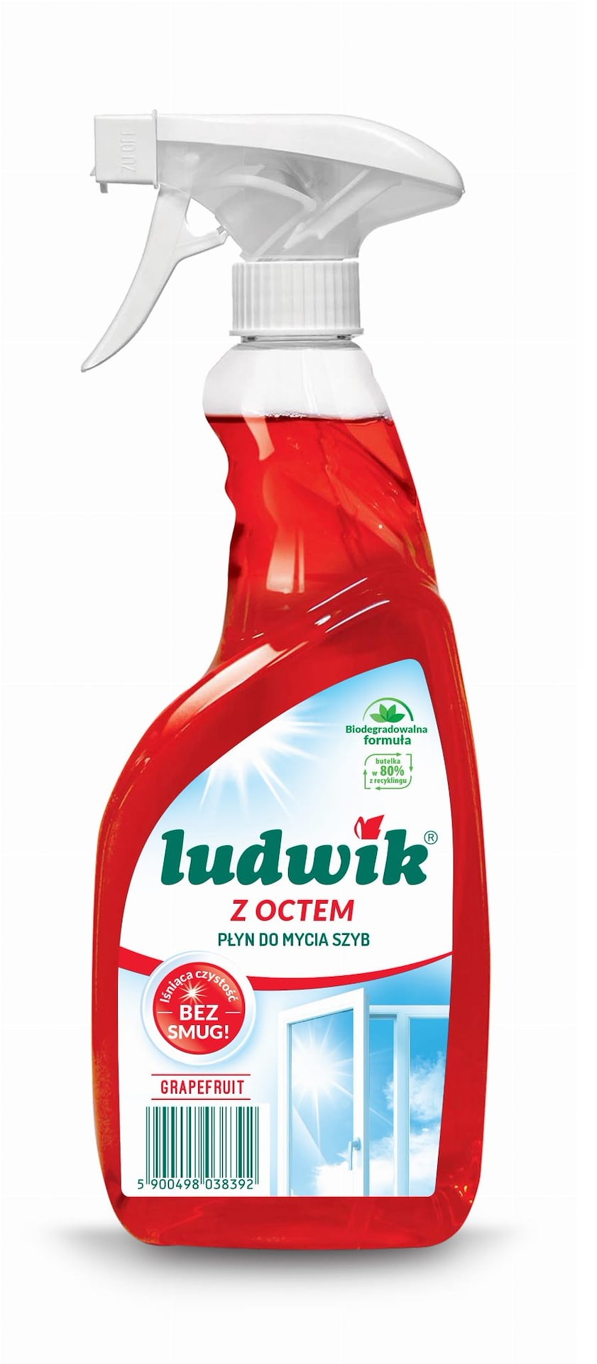 Płyn do szyb 0,6l  Ludwik z octem;  czerwony