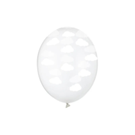 Balon 30cm  op.50 szt. Chmurki, Crystal Clear