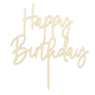 Topper drewniany;  Happy Birthday, 16,5cm