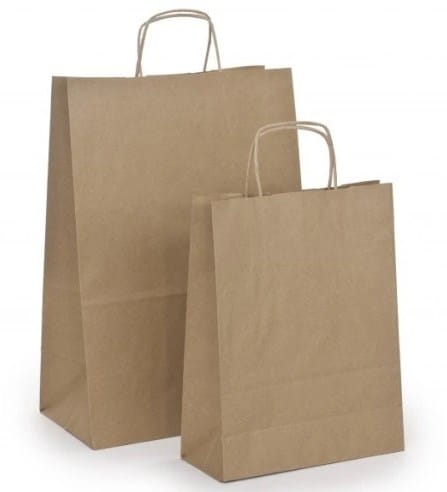 Torba papier.brązowa 25x11x31cm; u.skręcany 90g C5 (250) ++