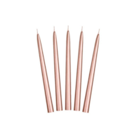 Świeca stożkowa, metalizowana;  różowe złoto, 24cm  op.10 szt.