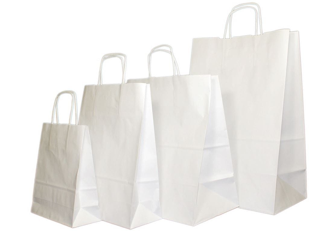 Torba papier.biała 25x11x32cm; u.skręcany (250)  C5 90g