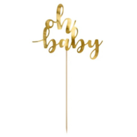 Topper na tort;  Oh baby - złoty, 25cm **