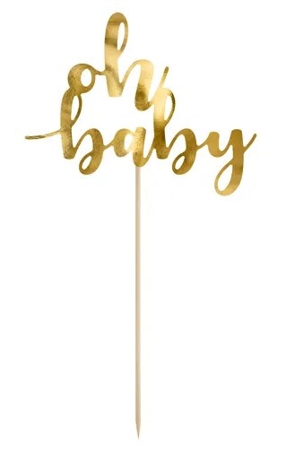 Topper na tort;  Oh baby - złoty, 25cm **