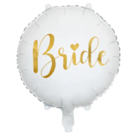 Balon foliowy  Bride; 45cm -biało/złote