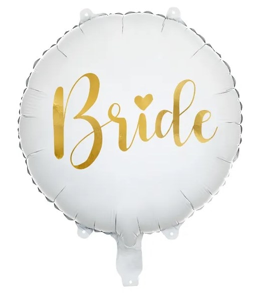 Balon foliowy  Bride; 45cm -biało/złote