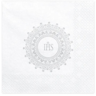 Serwetki - Komunia święta  33x33cm  op.20 szt.  srebrny IHS