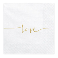 Serwetki - Walentynkowe  33x33cm  op.20 szt.  Love, złote