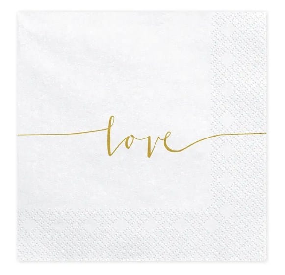 Serwetki - Walentynkowe  33x33cm  op.20 szt.  Love, złote