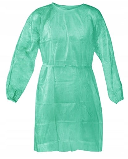 Fartuch flizelinowy  zielony z gumką, G-2 XL(10szt-op)