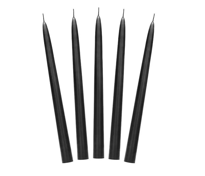 Świeca stożkowa, matowa;  czarna  op.10 szt.