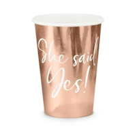 Kubek papier. 220ml  op.6 szt. powl. - She said yes!