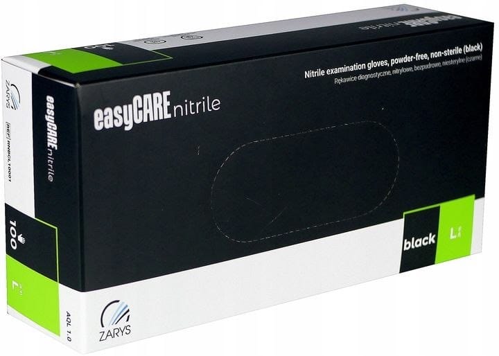 Rękawice Nitrylowe  L  a'100 bezpudrowe, czarne   easyCare