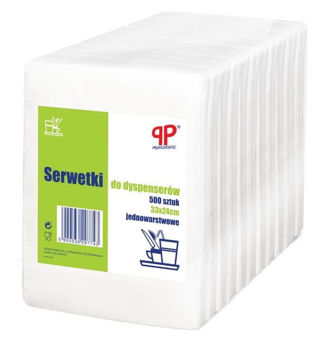Serwetki do dyspens. 33x24cm   op.500 szt. 1-warst. białe