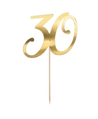 Topper na tort;  30 - złoty, 20,5cm