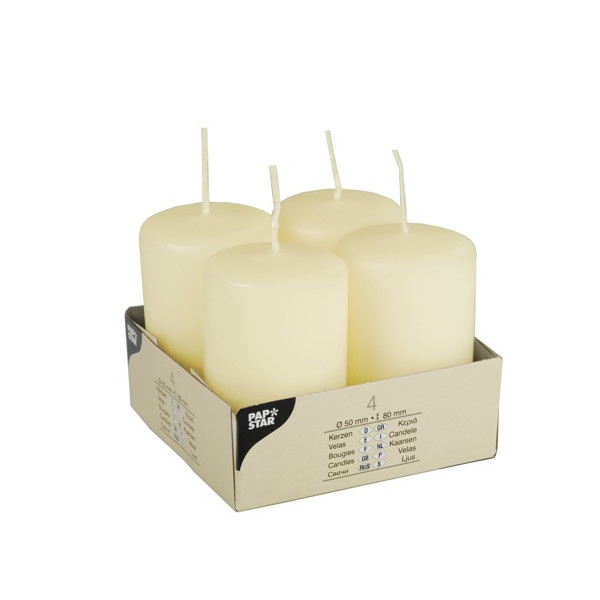 Świeca walec  50/80 kremowa  op.4 szt. 15361 **