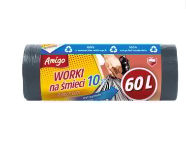 Worki na śmieci LD    60l   10szt. czarne  mocne Amigo