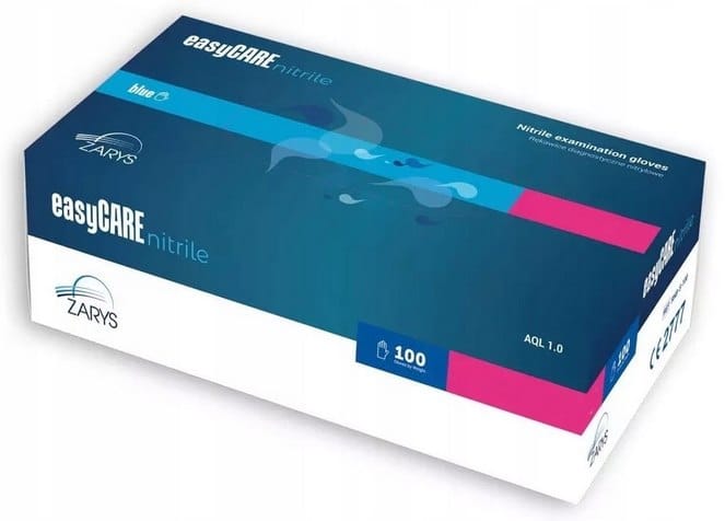 Rękawice Nitrylowe  M   op.100 szt. bezp./ niebieskie   easyCare