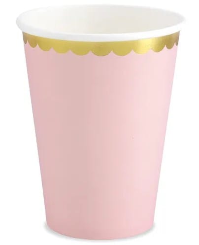 Kubek papier. 220ml  op.6 szt. powl. - jasny róż