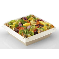 Poj. na sałatkę papier. brąz. kwadrat. 750ml  op.20 szt. (8) (kpl.góra+dół)  RPET  BC751CAR040PP  LUXIFOOD **