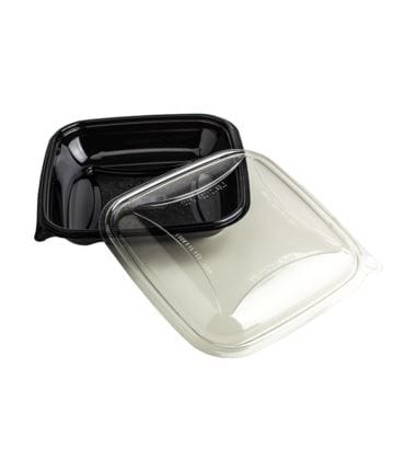 Poj. na sałatkę PET kwadrat.  750ml  op.70 szt. (4) czarny  (kpl.góra+dół) CR0750N   R-PET