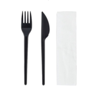 Zestaw sztućców czarny - widelec + nóż + serwetka  op.250 szt.  SUPERIOR