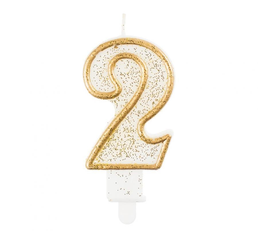 Świeczki cyfry - złoty kontur  2 