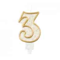 Świeczki cyfry - złoty kontur  3 