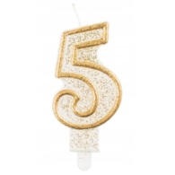 Świeczki cyfry - złoty kontur  5 