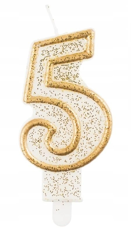 Świeczki cyfry - złoty kontur  5 