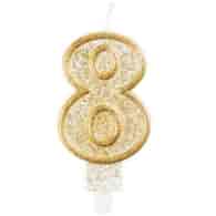 Świeczki cyfry - złoty kontur  8 