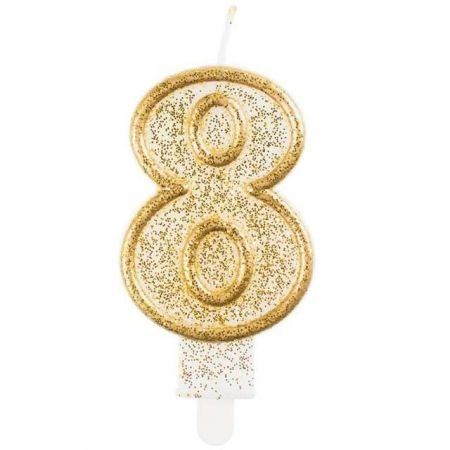 Świeczki cyfry - złoty kontur  8 