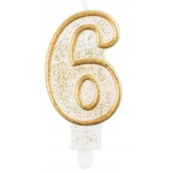 Świeczki cyfry - złoty kontur  6 
