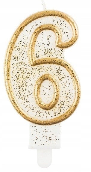 Świeczki cyfry - złoty kontur  6 