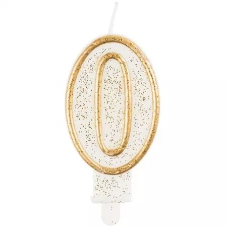 Świeczki cyfry - złoty kontur  0 