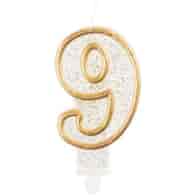 Świeczki cyfry - złoty kontur  9 