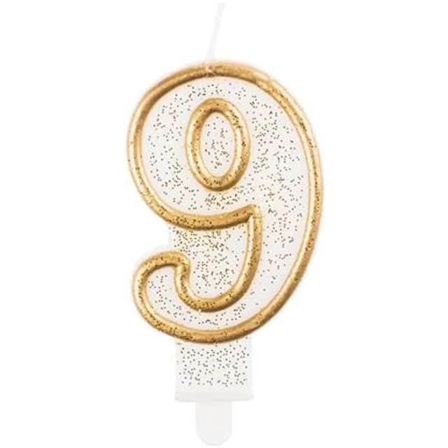 Świeczki cyfry - złoty kontur  9 