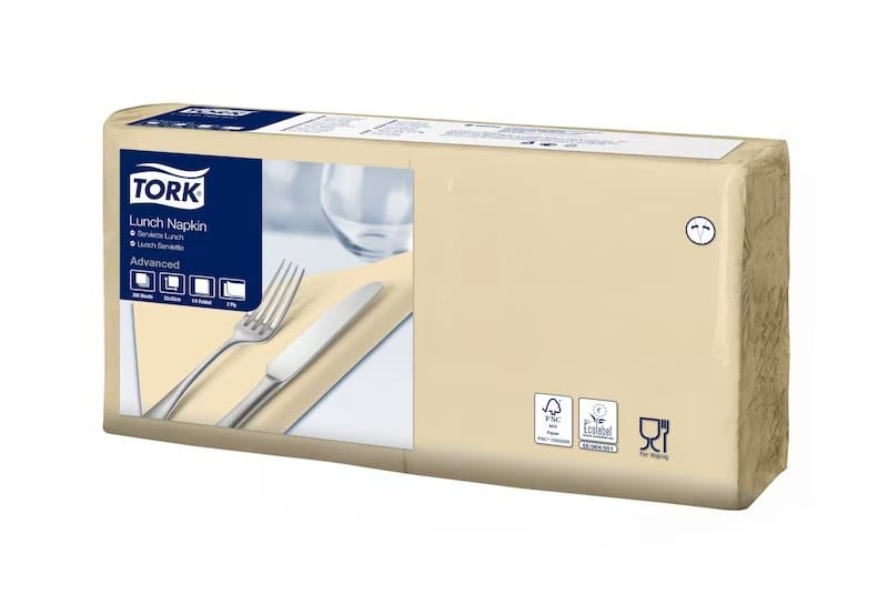 Serwetki 33x33cm  skł. 2-warst.  op.200 szt. (10)  1/4  piaskowe  TORK 477206