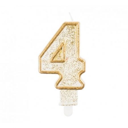 Świeczki cyfry - złoty kontur  4 