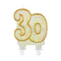 Świeczki cyfry - złoty kontur   30 