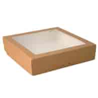 Pudełko na sushi  26x26x4cm  kraft z oknem  2500ml  op.25 szt. (6)  45717 **