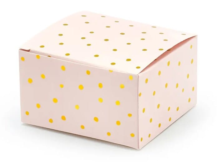 Pudełko na ciasteczka/drobiazgi  Kropki; jasny róż, 6x3,5x5,5cm  op.10 szt. **
