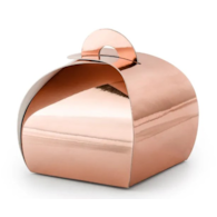 Pudełko na ciasteczka/drobiazgi; różowe złoto, 6x6x5,5cm   op.10 szt. **