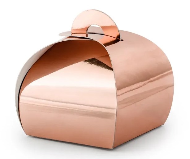 Pudełko na ciasteczka/drobiazgi; różowe złoto, 6x6x5,5cm   op.10 szt. **