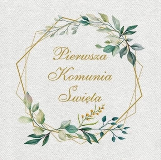 Serwetki 40x40cm flizelinowe skł.  Komunia święta  op.50 szt. (8) Leaves Frame