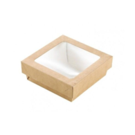 Pudełko na sushi  10x10x4cm  kraft z oknem  (kpl.góra+dół)  op.50 szt. (6)  SB1010K40 **
