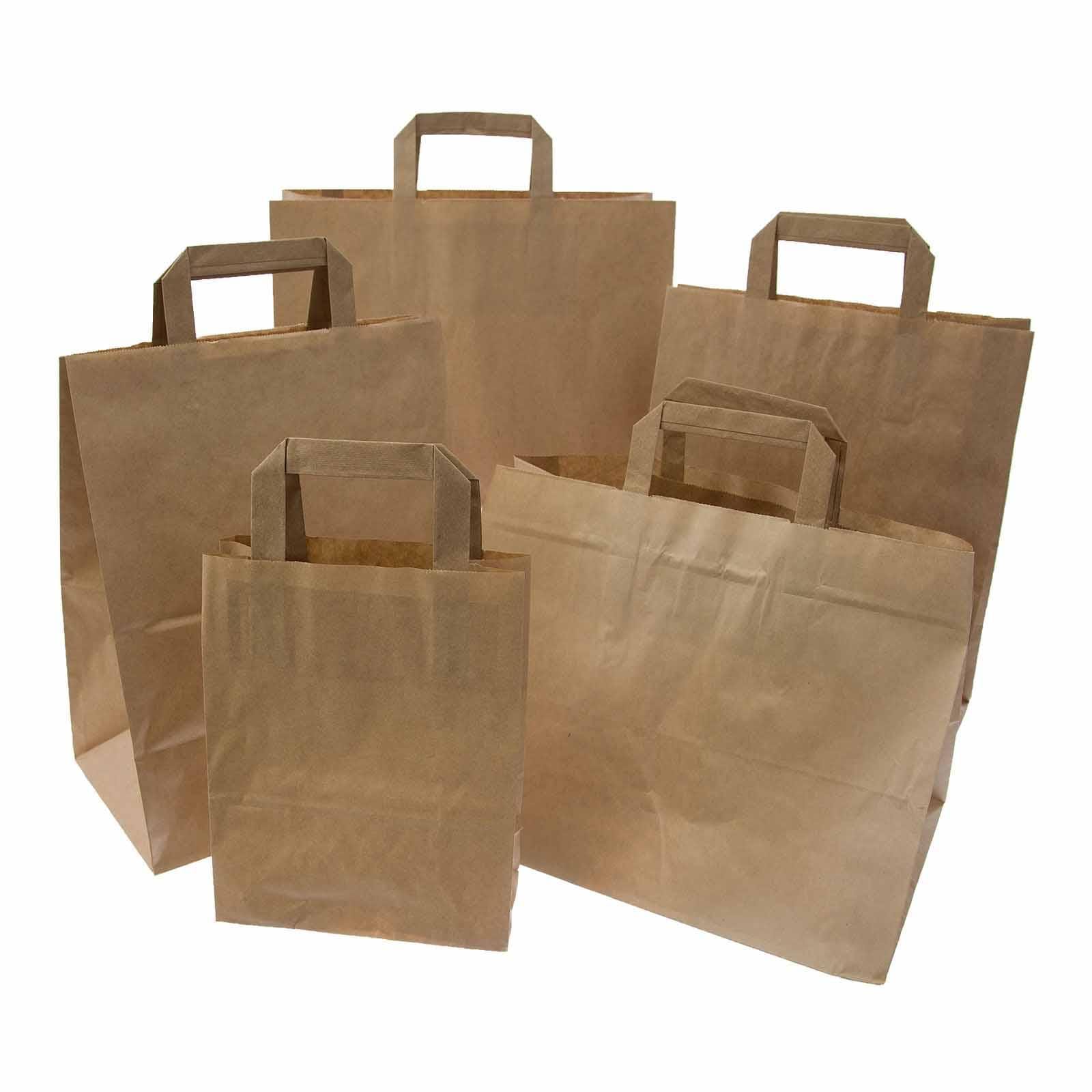 Torba papierowa 18x8,5x23  brązowa z uchwytem płaskim